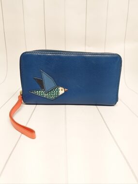 Fossil Bird/Sparrow Wristlet Wallet In Blue